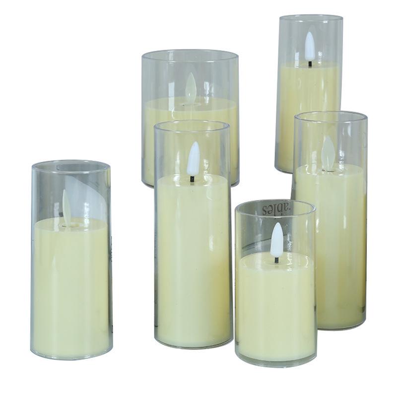 LED Flickering Flameless Candle Glass Ornament for Romantic Home or Christmas Parties