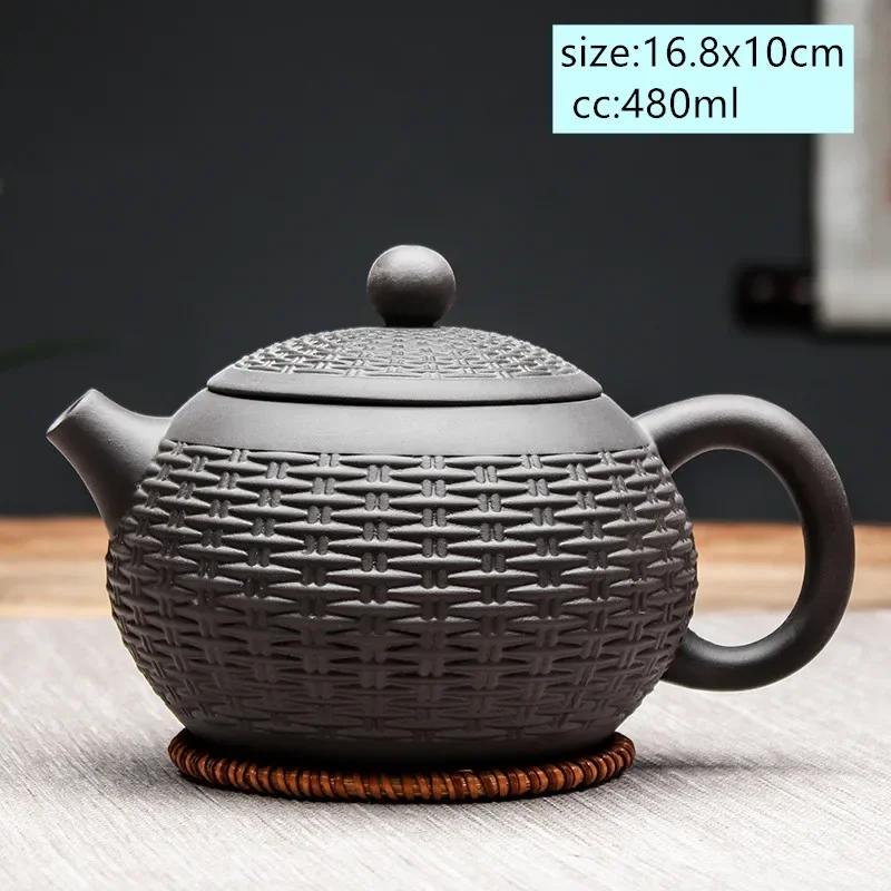 Chinese Yixing Tea Pot Large Capacity Purple Clay Xishi Filter Teapot Beauty Kettle Raw Ore Handmade Tea Set Authentic Drinkware