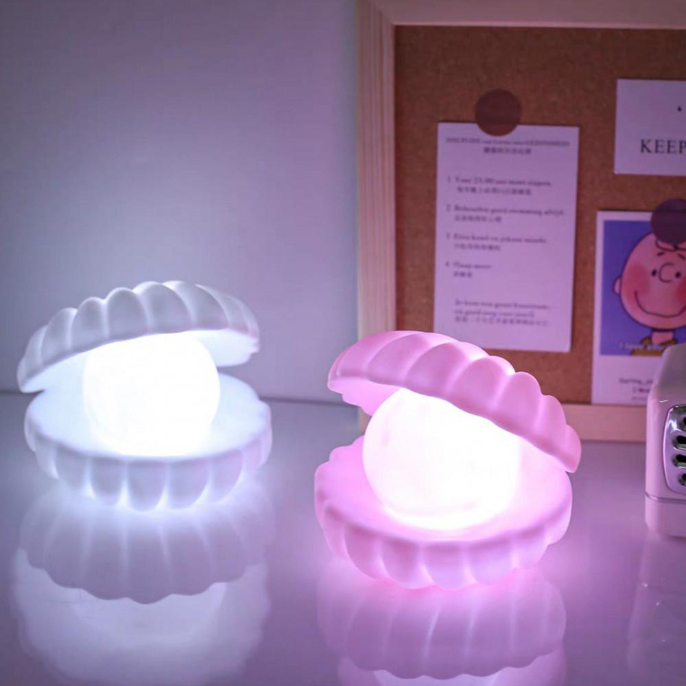 Neu Keramik Shell Perle LED Nachtlicht Streamer Fee Shell Nordic Nacht Lampe Nacht Wohnkultur Schlafzimmer Nacht