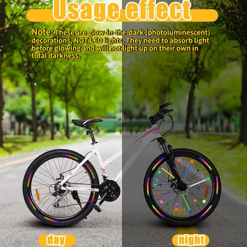53Pcs Bike Decoration Kit, Reflective Stickers & Wheel Spoke Beads, Star & Heart Design, Durable & Cute Bike Accessories