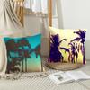 Tropical Scenery Cushion Cover Soft Plush Fabric Double-Sided Printed Sofa Cushion Cover For All Seasons Home Decor Gift