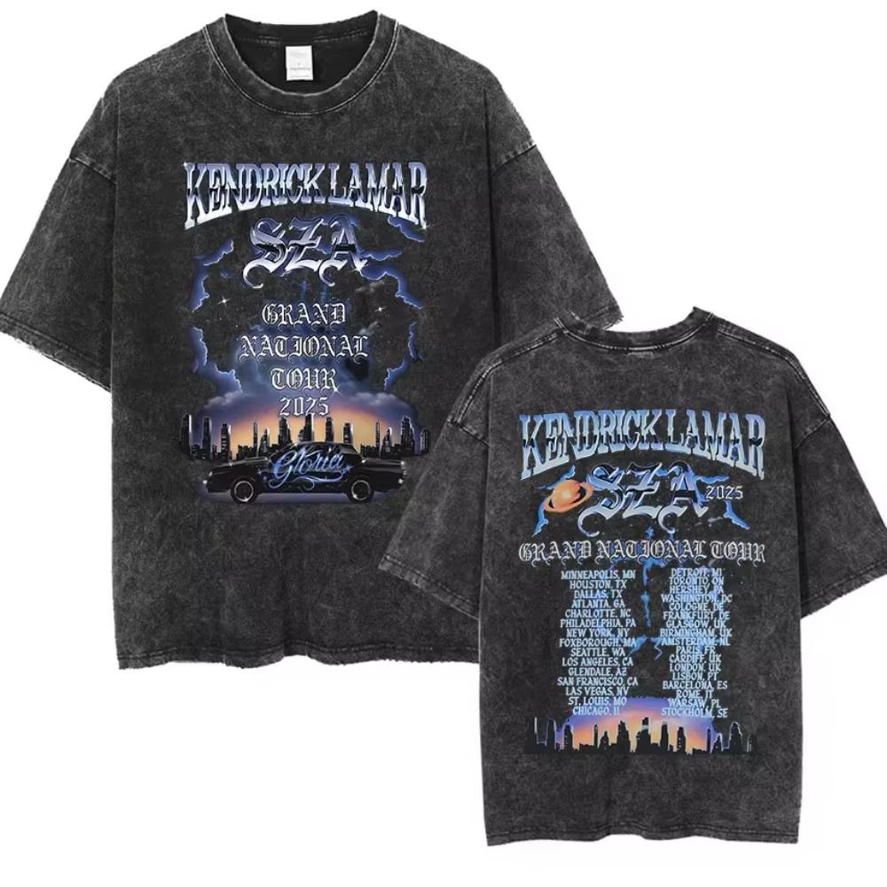 Kendrick Lamar They Not Like Us Tour 2026 Maglietta Merch da Uomo Vintage Lavata a Maniche Corte Materiale Traspirante Nessuna Sensazione di Soffocamento nella Calda Estate