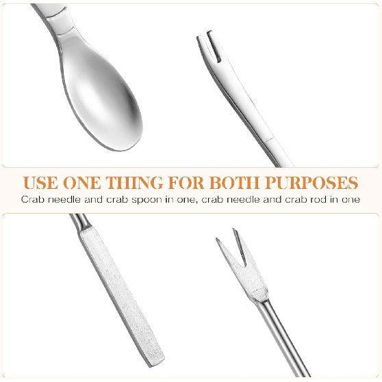 Angoily 6 PCS Crab Crackers and Tools Set Stainless Steel Seafood Tools, 2 Crab Leg Cracker, 2 Lobster Shellers, 2 Crab Leg Forks Storage Case,