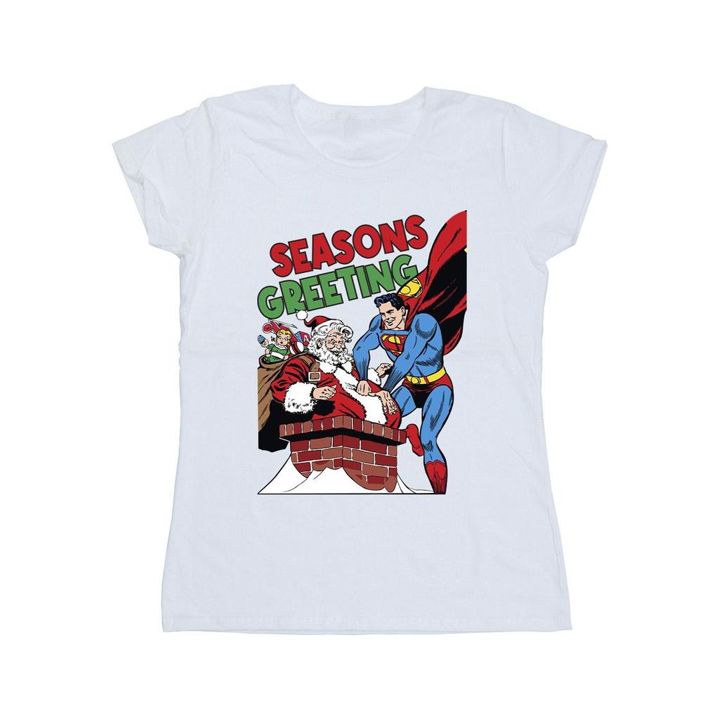 DC Comics Womens/Ladies Superman Santa Comic Cotton T-Shirt