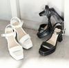 Vivian Women's Platform Sandals with Ankle Strap, Size 11.5cm, White, Size M (23.0-23.5cm), V91200SM