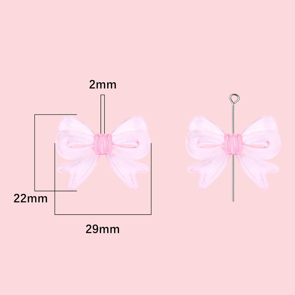 4Pcs 22*29mm Acrylic Magic Colors Bowknot Accessories For Jewelry Making DIY Charm Decoration