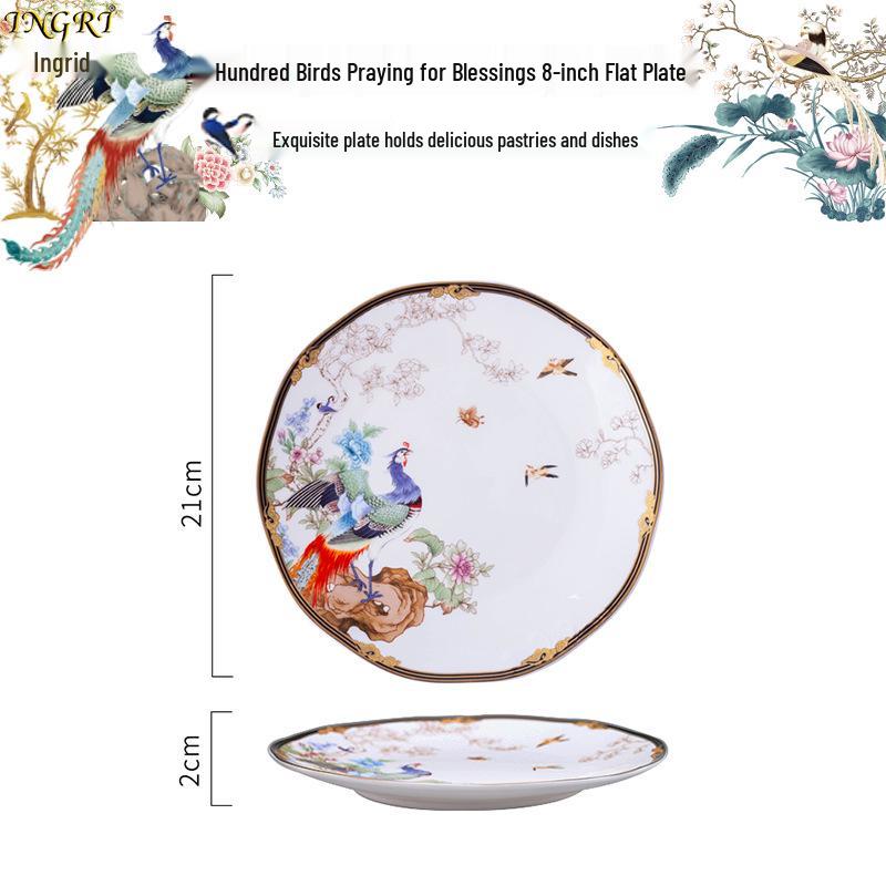 Exquisito Juego de Cuenco y Plato de Cerámica China: Vajilla Creativa Festiva de Porcelana Ósea con Cuencos, Platos y Cucharas