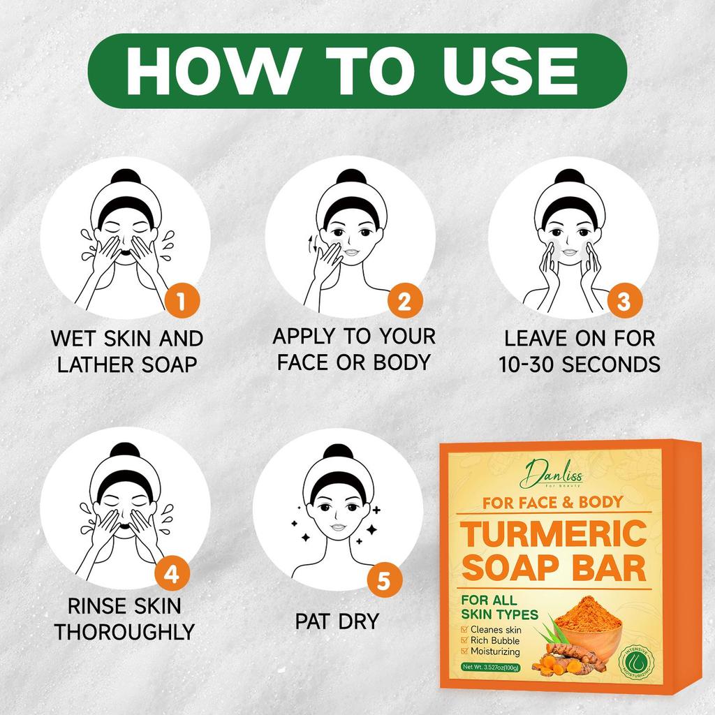 Turmeric Soap Bar-Rich Foam Cleansing, Maintain Smooth Skin & Improve Skin Texture -Gentle Formula for All Skin Types,100g