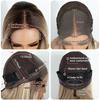 Perruque NOBLE 18 Pouces 6x4 Lace Front Ombré Blond Cendré Bob Résistante à la Chaleur Sans Colle Synthétique pour Femmes Noires et Blanches Usage Quotidien