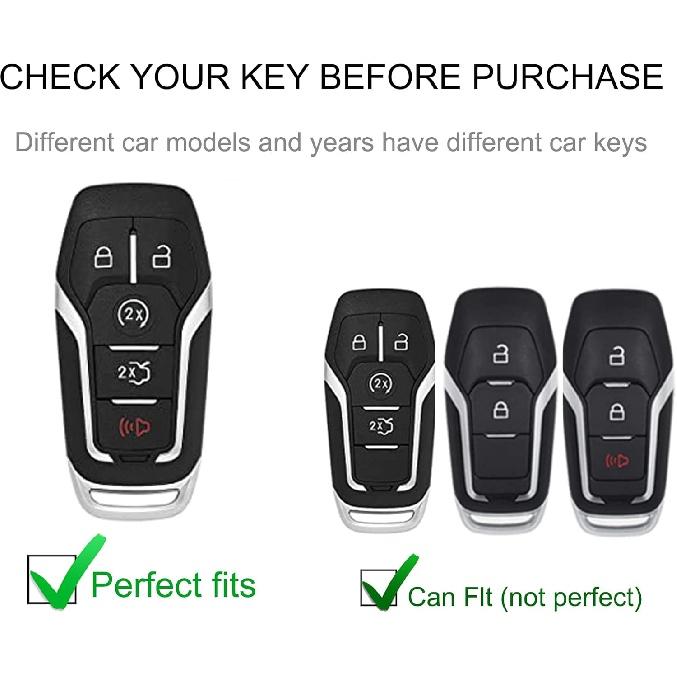 Ford Key Fob Cover with Ford Keychain, Car Key Fob Case Compatible with Ford Fusion Mustang F150 Edge Explorer Lincoln MKZ MKC MKX Smart