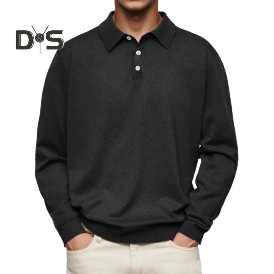 Men Spring Autumn Shirt Buttoned Turn-down Collar Loose Pure Color Full Sleeves Pullover Casual Formal Streetwear Top for Daily Life Parties Travel