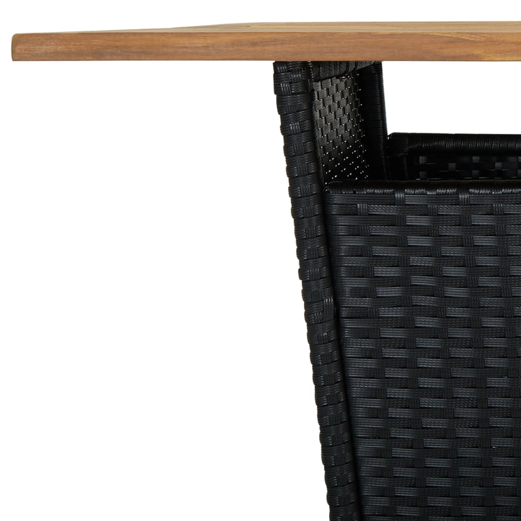5 Piece Garden Bar Set with Cushions Black Poly Rattan