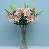 Artifical Lily Flowers with 3 Heads Full Bloom Long Stem Fake Flower Branch for Wedding Party Bouquet Home Hotel Office Decor