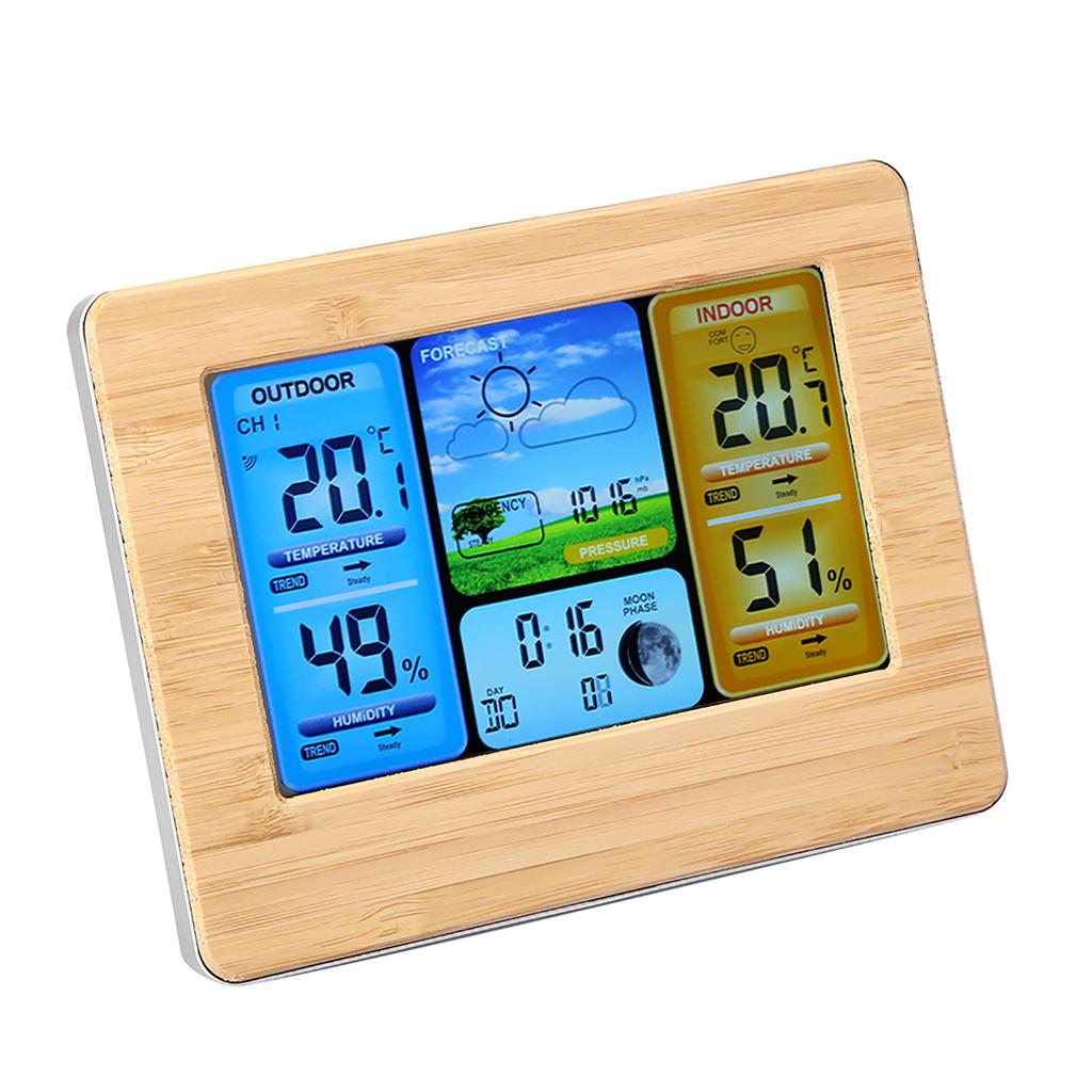 LCD Digital Wireless Weather Station Clock Thermometer Indoor&Outdoor Humidity