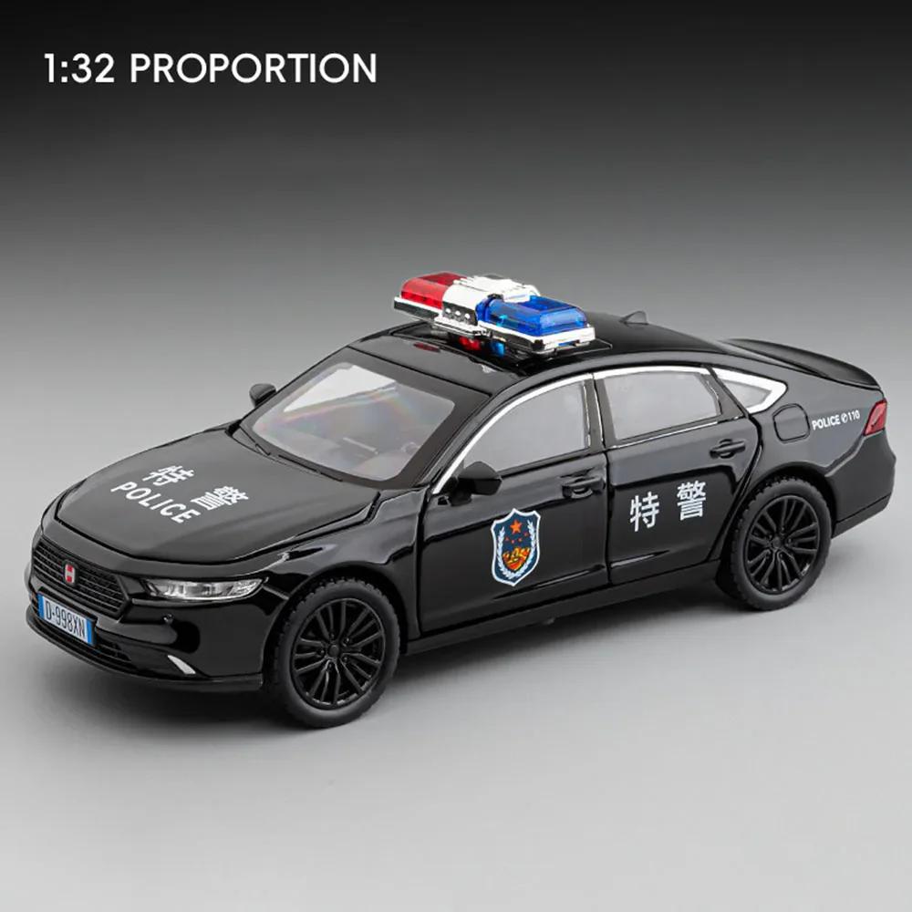 1:32 Scale Charger Honda Accord Police Car Model Toy Metal Diecast Music Light Shock Absorption Vehicles Models Ornaments Gift