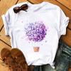 Women's White Tshirt Heart Flower Print T Ladies Casual Basis O-Collar White Shirt Short Sleeve Love Graphic Printing