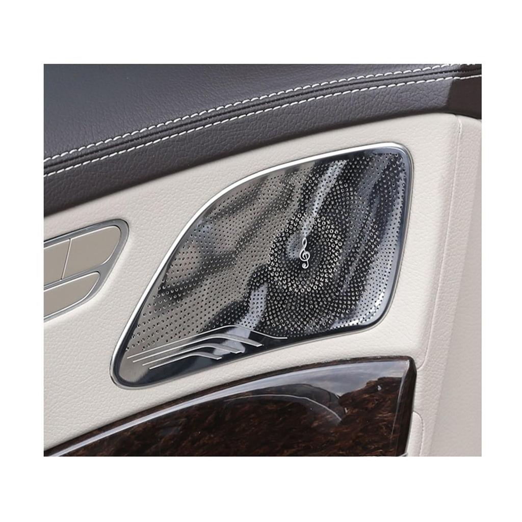 ZJFIOFWF Mercedes S-Class W222 2014-2020 Stainless Steel Silver Car Speaker Door Speaker Cover Trim Sticker Car Accessories