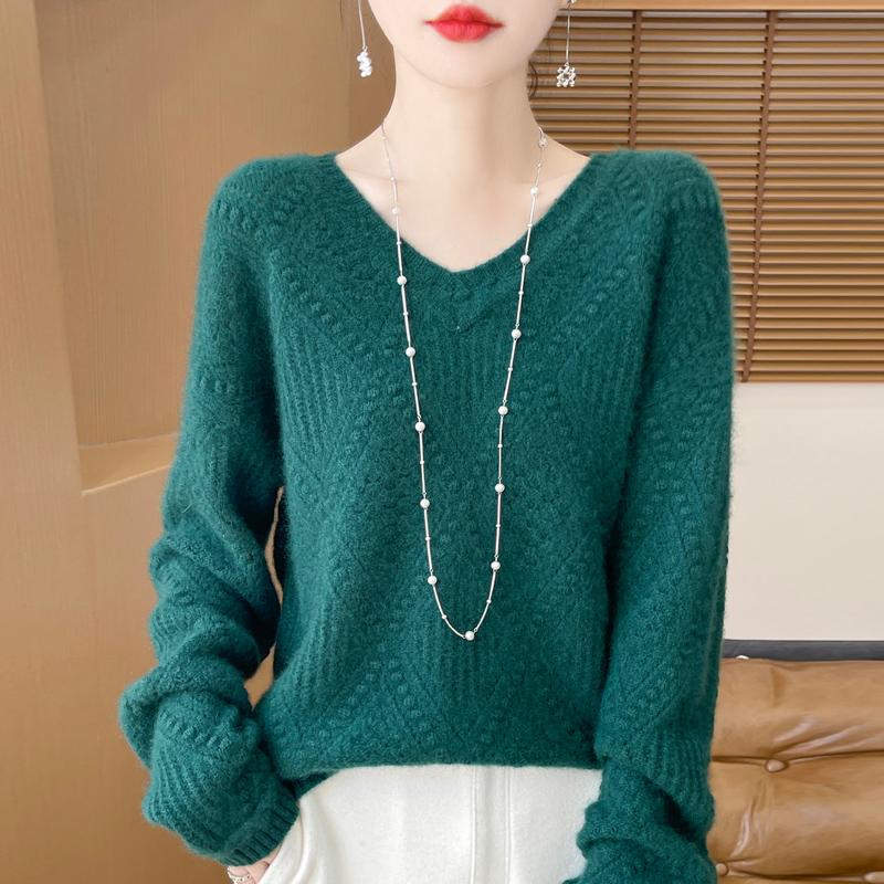 Women's Cashmere Sweater Qinghe Cashmere 30% Cashmere 70% Wool Autumn and Winter Pullover Warm and Fashionable