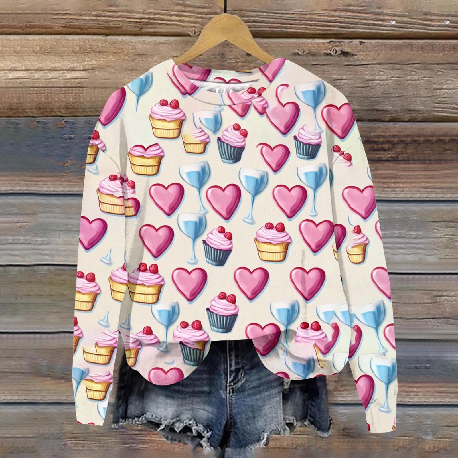 

Женская свободная повседневная толстовка с круглым вырезом и длинными рукавами на День святого Валентина, модный топ с длинными рукавами XXXXXL