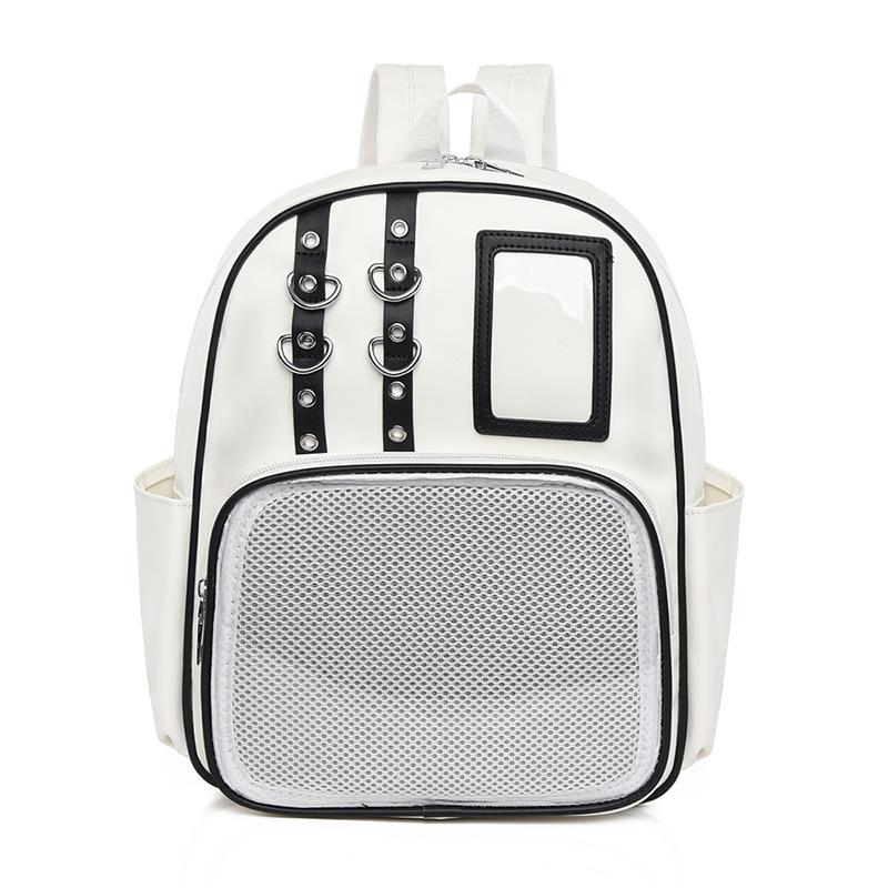 

New pain bag transparent backpack high school large capacity college student backpack pu shoulder bar pain bag women s shoulder