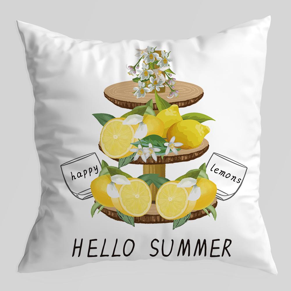 New Lemon Series Pillowcase, Plant Truck, Peach Skin Velvet Printed Pillow, Office Lumbar Cushion Cover