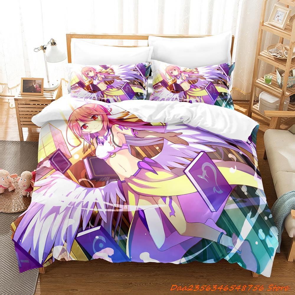 New Personelity New No Game No Life Bedding Set Cartoon Anime Three-Piece Set Adult Kid Bedroom Duvetcover Sets 3D Kawaii Girl