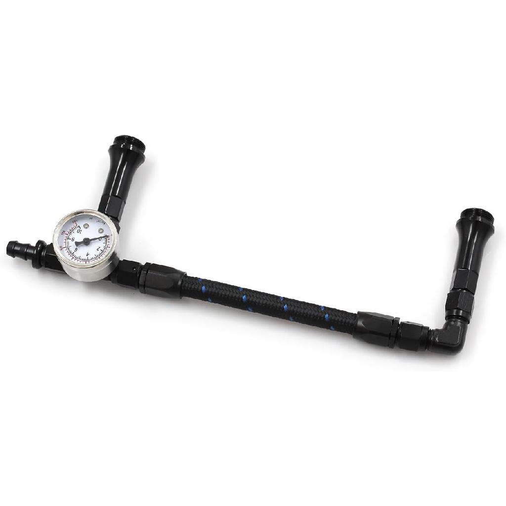 Braided AN6 Dual Feed Carb Fuel Line Double Pump For Holley 4150 Carburetor With Vacuum Pressure Gauge