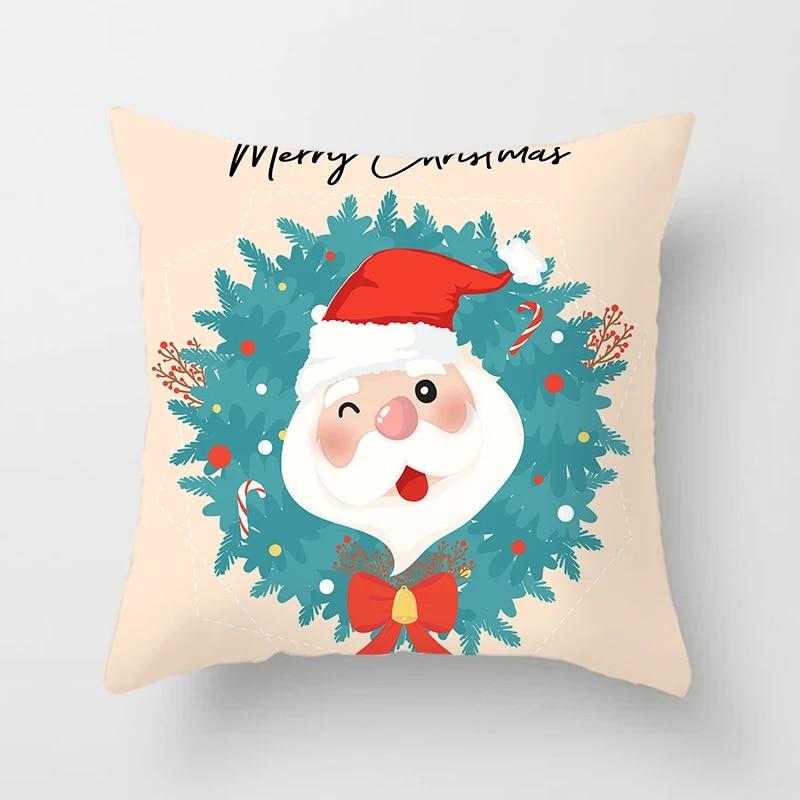 Cartoon Christmas Pillow Set Santa Claus Sofa Gift Home Decoration Pillowcase Christmas Gift Pillowcase