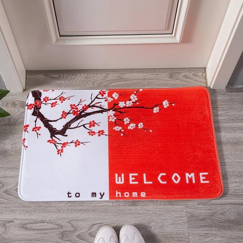 Pink Lotus Flowers Pattern Small Carpet Floor Doormat Non-Slip Soft Modern Stylish for Living Room Entrance Bedroom Decoration