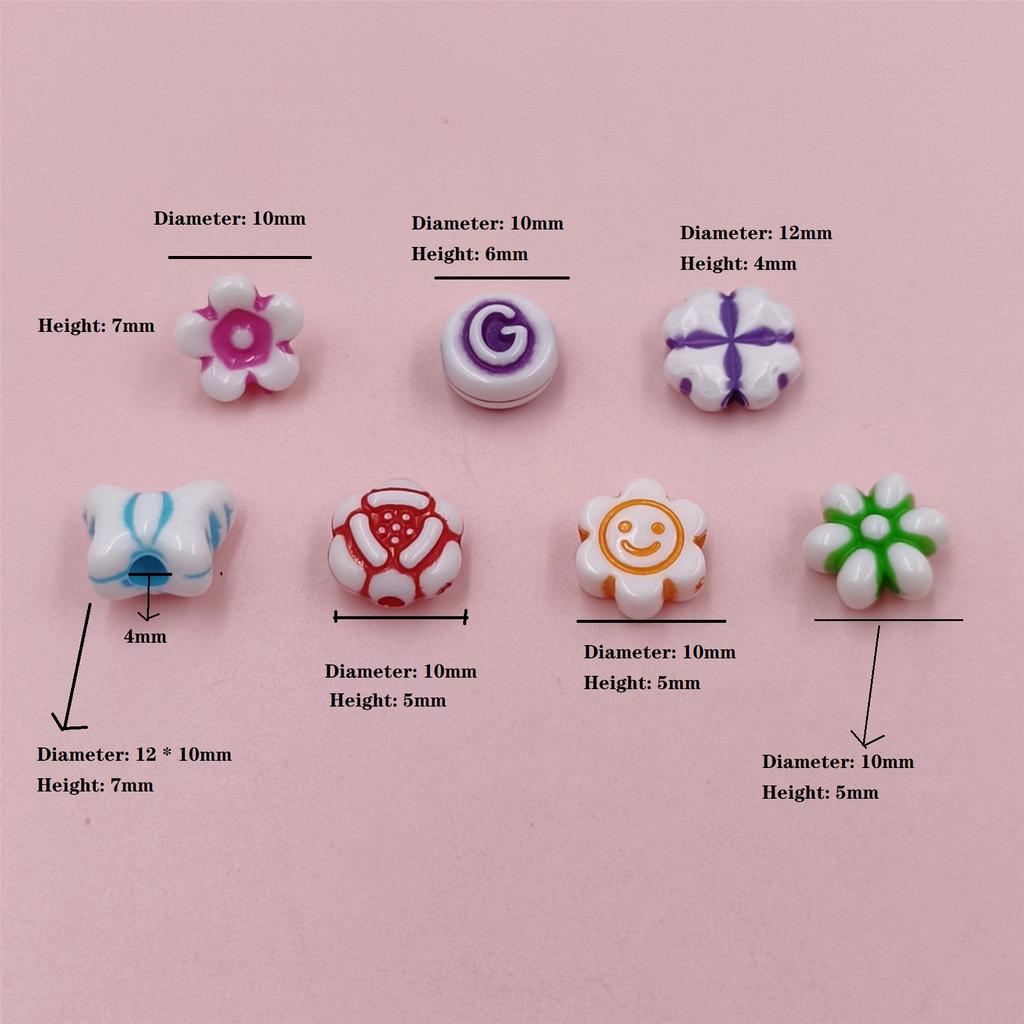 Handmade Butterfly Ball 100pcs Beaded Acrylic Flower Material Necklace Bracelet Accessories Jewelry DIY Letter  Accessories