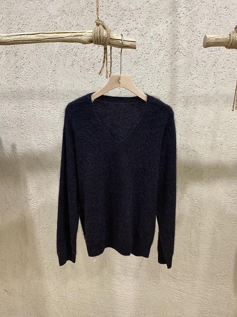 Women’s High-End Plush Wool-Cashmere V-Neck Sweater - Seamless, Soft, Stitched Knit Top