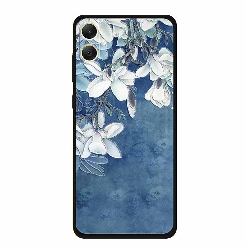 3D Emboss Case For Samsung Galaxy A06 M06 F06 A05 M05 F05 Phone Case A 06 M 05 Flower Black Silicone Soft Back Cover Coque Funda
