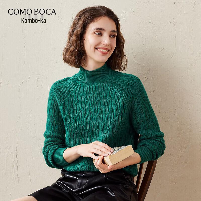 Comen Boca Women's Cable Knit Cashmere Half-Turtleneck Sweater