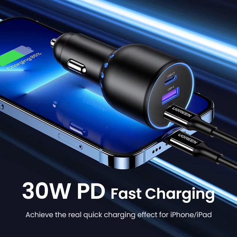 130W USB C Car Charger For Xiaomi iPhone 15 Samsung Galaxy S24 Laptops Tabet PD3.0 Fast Charging USB Type C Car Charger