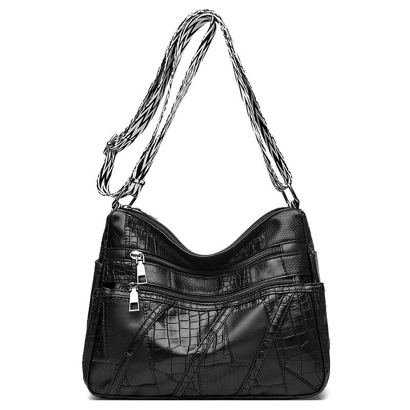 

Женская сумка через плечо из искусственной кожи, многослойная сумка через плечо под мышкой, сумка для мам среднего и пожилого возраста чёрный