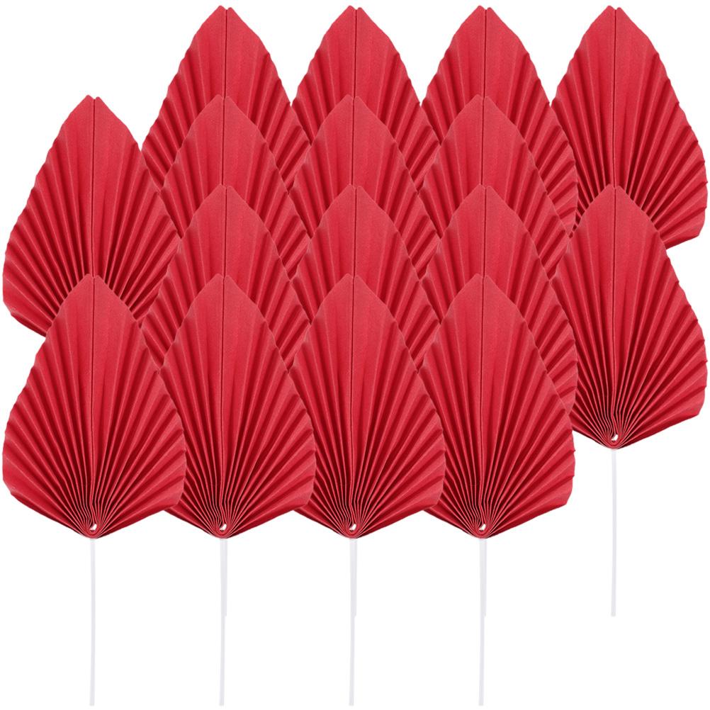

16Pcs Palm Leaves Cake Decorations Beautiful Insert Picks for Cupcakes Desserts Donuts Party Atmosphere Ornament червоний