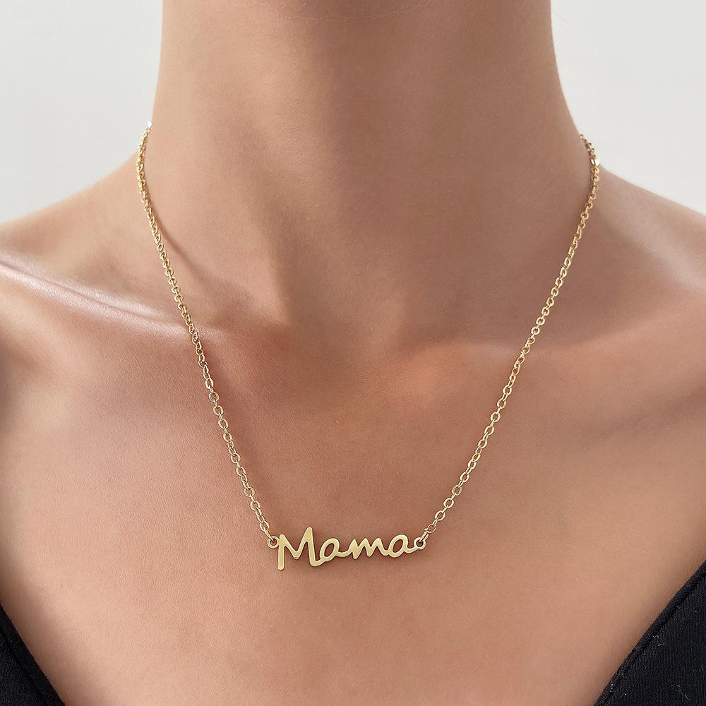 New product factory direct sales Mama mother stainless steel letter necklace Mother's Day jewelry women's wholesale