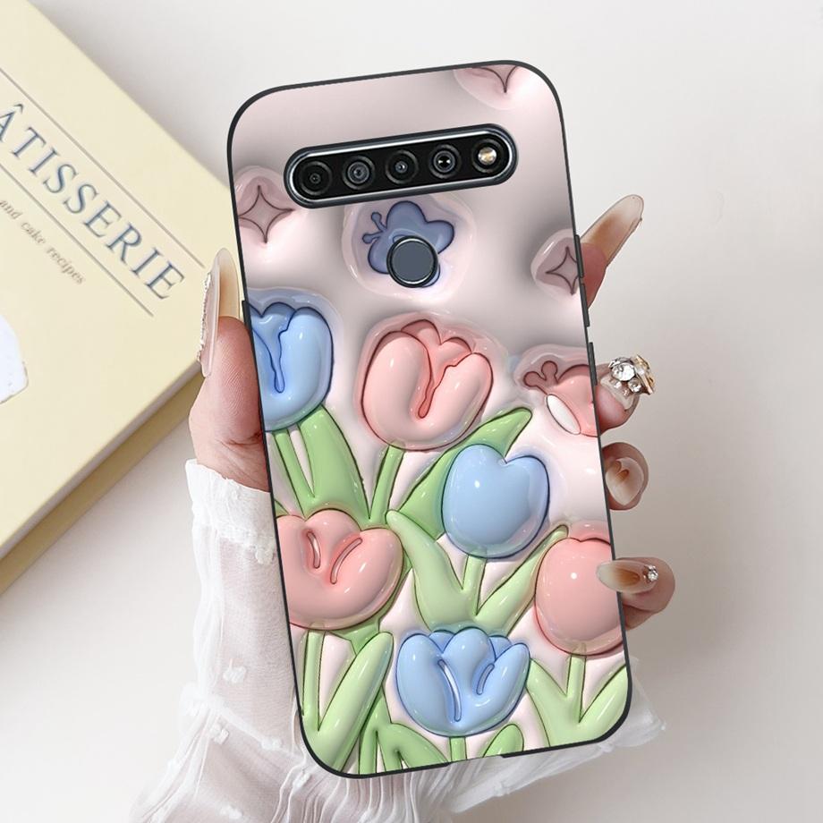 For LG K41s K51s K52 Q52 K61 Q61 K62 K22 2020 Phone Case Back Cover Soft Matte Silicone Slim Fundas Lovely Panda Rabbit Flower