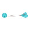 Suction Cup Dog Chewing Toy Molar Spherical Leaker Sucker Bell Dog Rope Ball Toy for DogsLake Blue