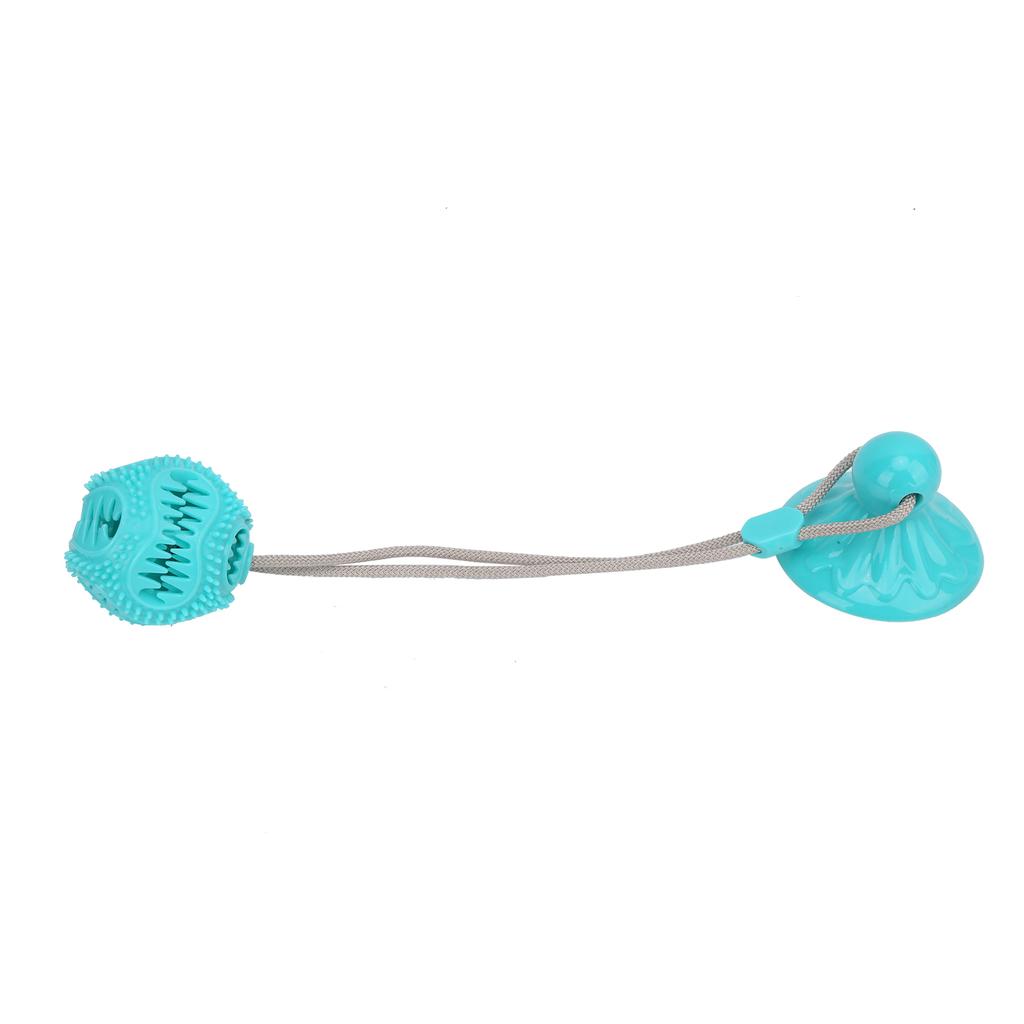 Suction Cup Dog Chewing Toy Molar Spherical Leaker Sucker Bell Dog Rope Ball Toy for DogsLake Blue