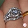 3Pcs/Set 2024 Luxury Round Cut AAA Zircon Crystal Rings for Women Sliver Color Wedding Female Rings Set