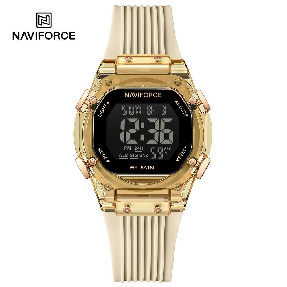 NAVIFORCE Digital Women Watch Alarm Calendar Date LCD Display Sports Chronograph Silicone Strap Waterproof Ladies Girl Watch Gift NF6114