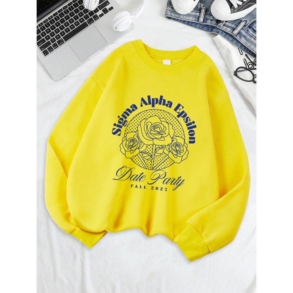 Sigma Alpha Epsilon Date Party Prints Sweatshirts Women Loose Casual Hoodies Crewneck Soft Pullover Warm Winter Clothes