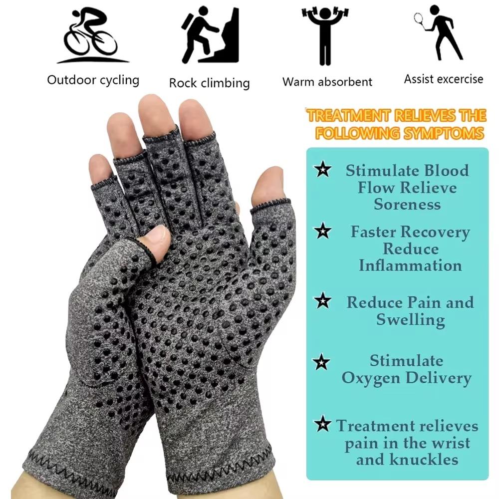Fingerless Compression Gloves Hand Pain Relief Anti-Arthritis Compression Touch Screen Mittens Elastic Therapy Wristband