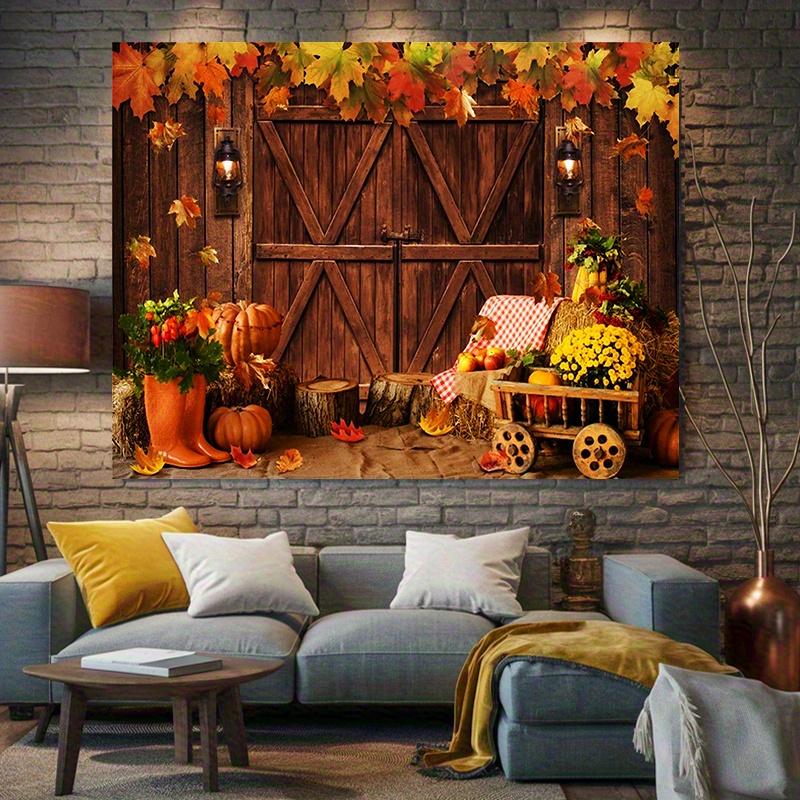 2D plane, 1 piece of autumn harvest pumpkin farm Thanksgiving photo background, with a banner attached