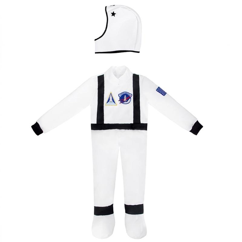 Astronaut Costume With 3D Rockets Backpack For Kids Role Play Science Theme Party And Stage Performances Soft Polyester Fabric