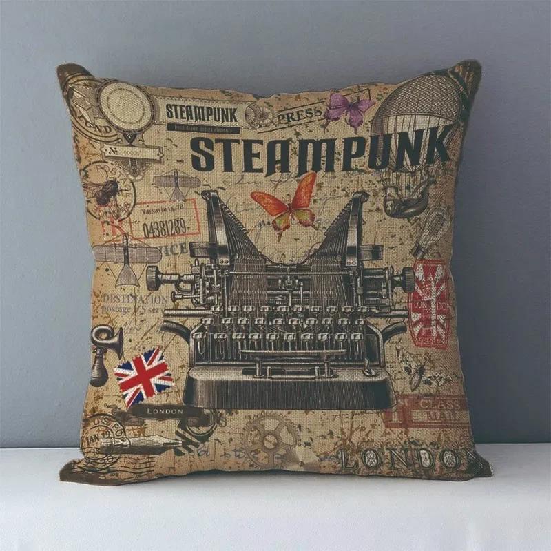 

Винтажные стимпанк узоры в европейском стиле, напечатанные уютные наволочки для диванных подушек, декоративные подушки для дома x наволочка для постельного белья J 66x66cm красный