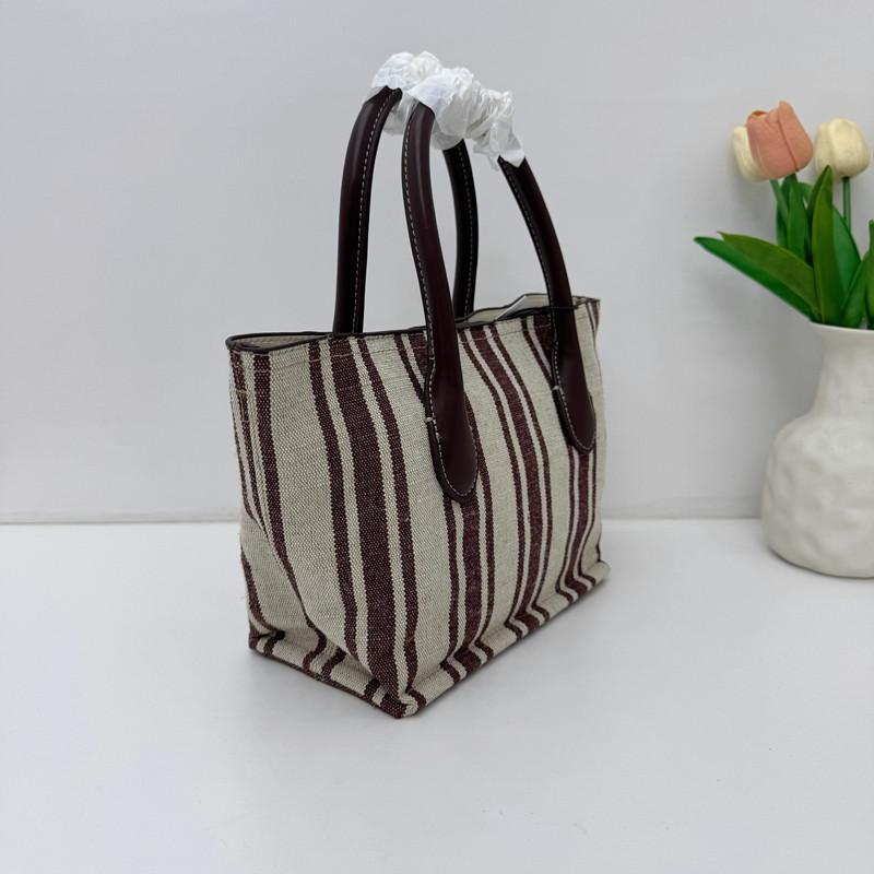 Hot Sale Of The Season New Women's Large Capacity Canvas Tote Bag College Class Shoulder Bag Simple Striped Casual Style Handbag