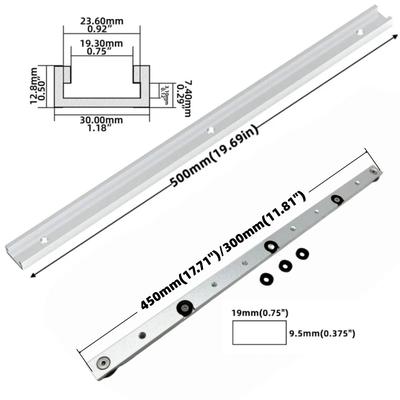 1 Set Aluminium Alloy T-tracks Slot Miter Track & Miter Bar Slider Table Saw Miter Gauge Rod Woodworking Tools Workbench Silvery