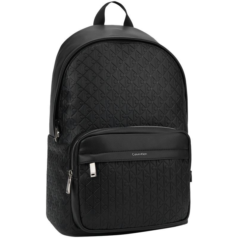 Calvin Klein Monogram Pattern Large Capacity Fabric Backpack Men Backpacks Space-Black 4D3202G-UB1